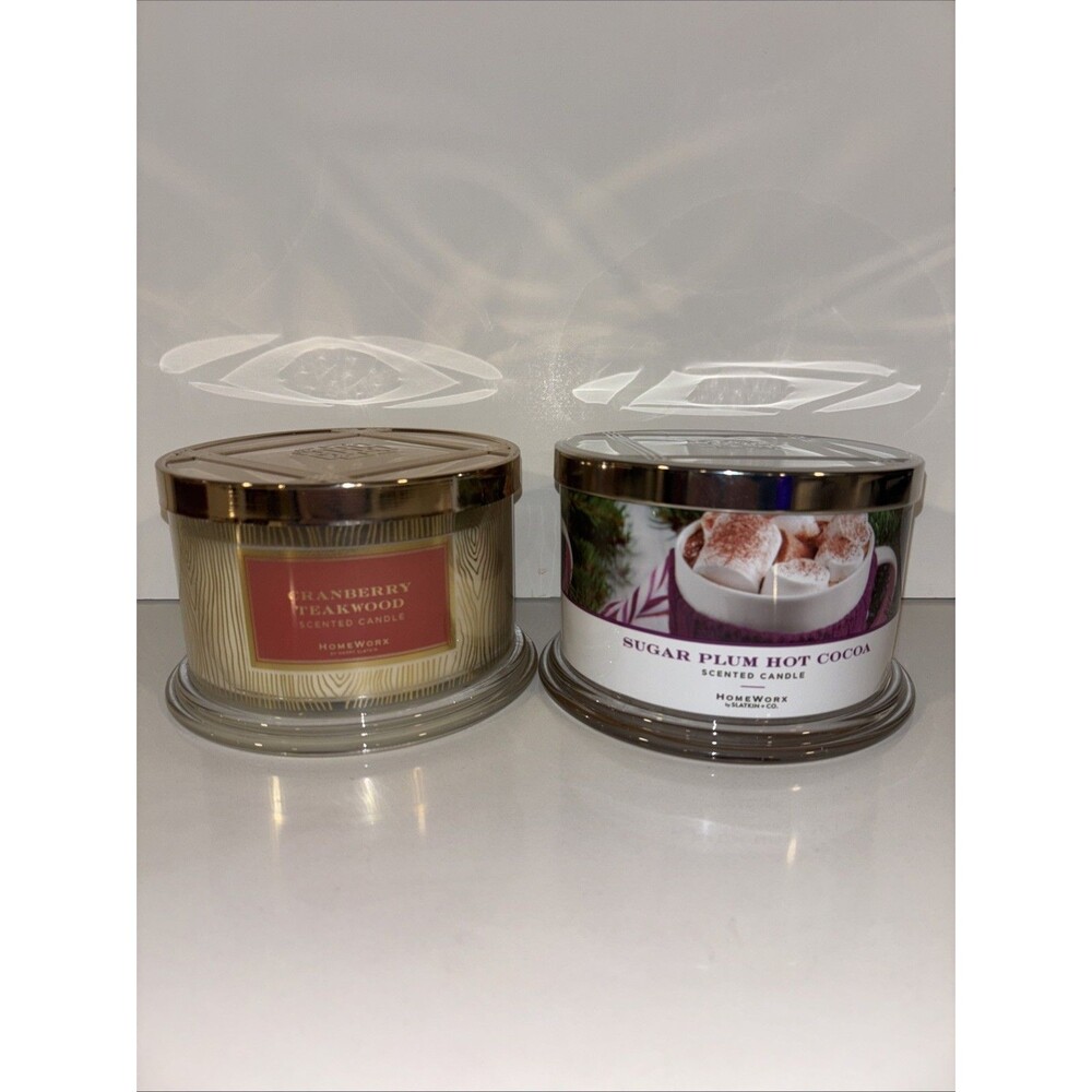 Homeworx Candle SUGAR PLUM HOT COCOA CRAN TEAK by Harry Slatkin 18 oz 4 Wick